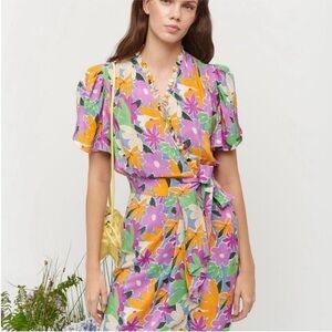 CeliaB Dress Lisa Mini Wrap in Purple Floral